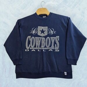 Vintage Logo 7 Dallas‎ Cowboys 1992 NFL Football Sweatshirt Size Large Blue USA